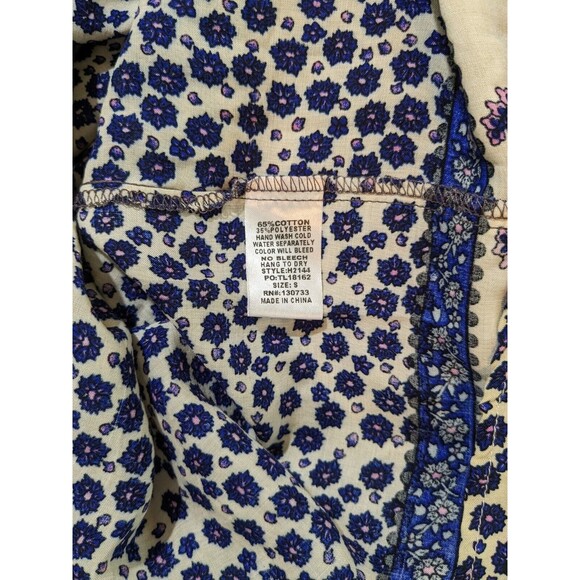 Umgee Blouse Women Small Boho/Hippie Floral/Paisley Bell Sleeve Top Purple/Blue - Picture 9 of 10